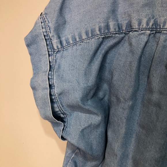 Ruby Rd. Denim Embroidered Tie Button Blouse - Picture 5 of 10